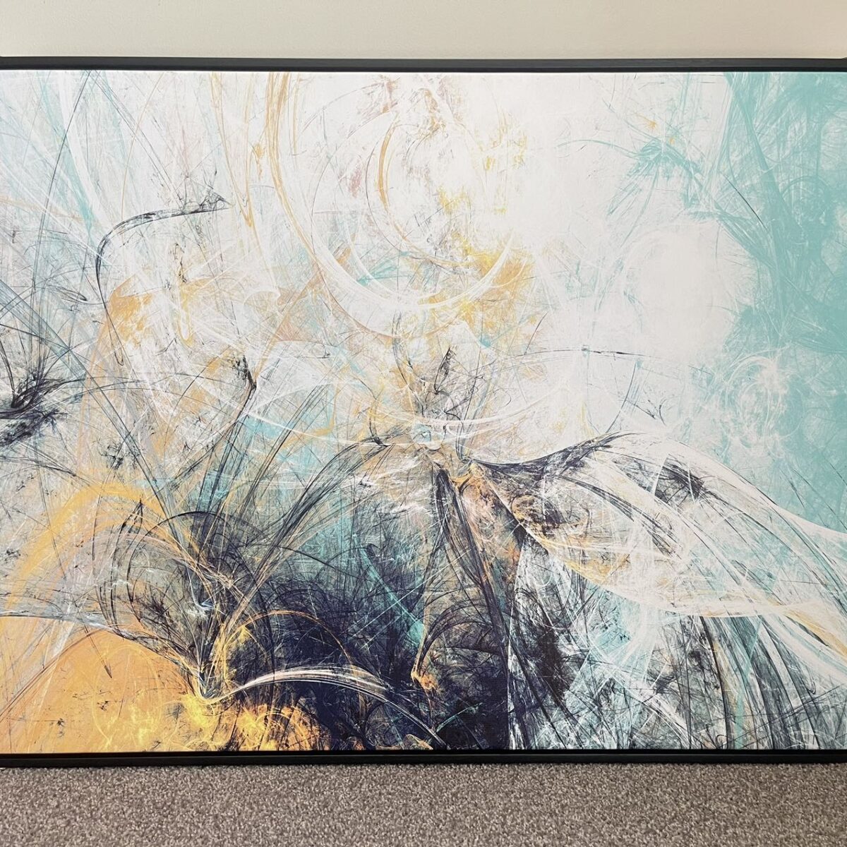 abstract painting horizontal 1 Canvas Print in Floating Framed 90 x 60cm--Fireworks