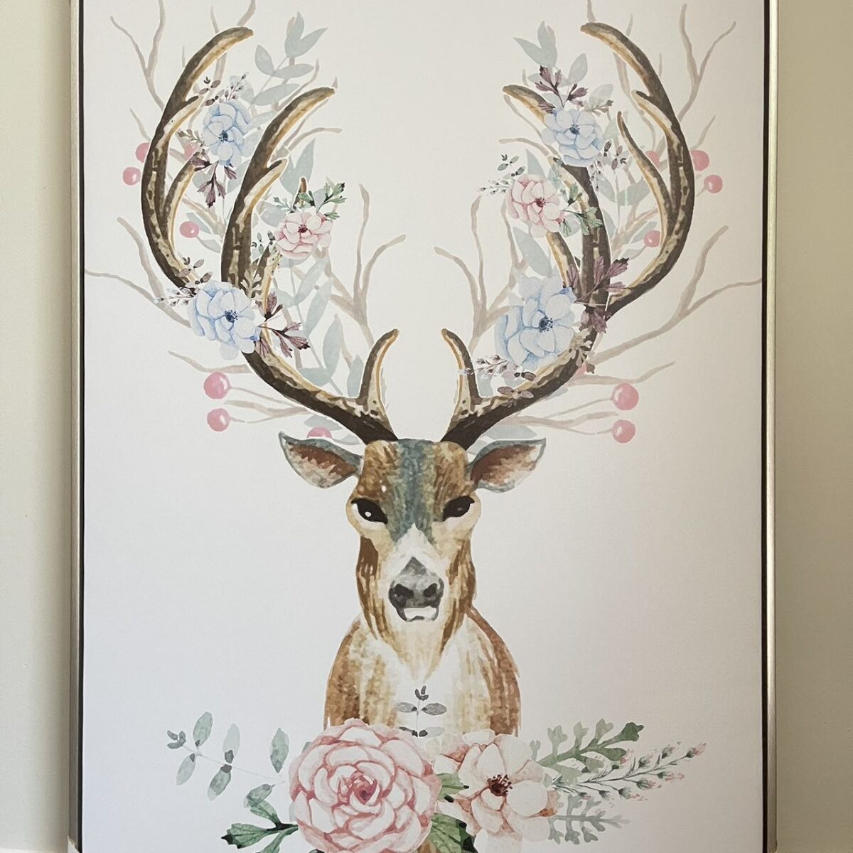 deer painting 1 Canvas Print in Floating Framed 90 x 60cm--Reindeer