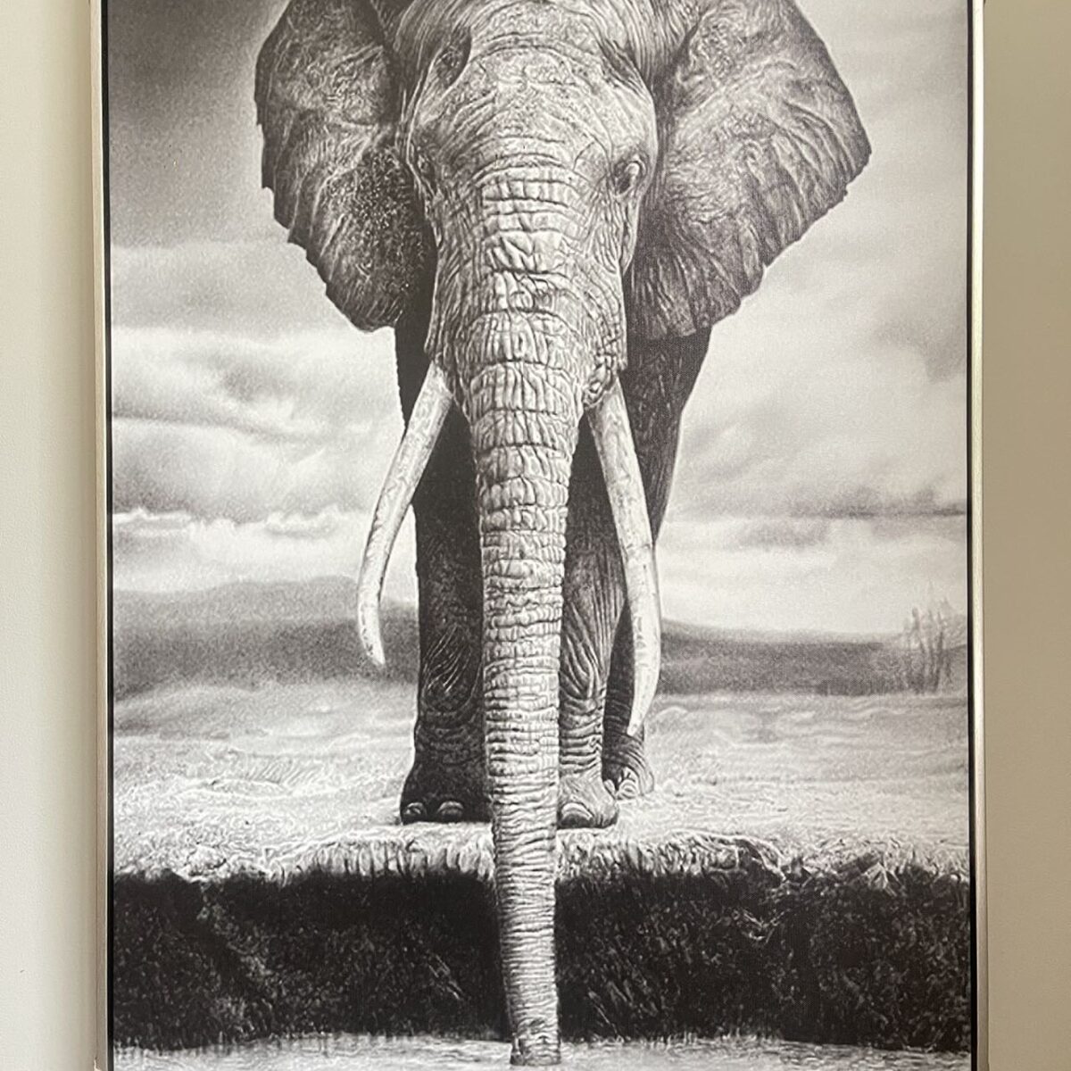 elephant painting 1 Canvas Print in Floating Framed 90 x 60cm--Elephant