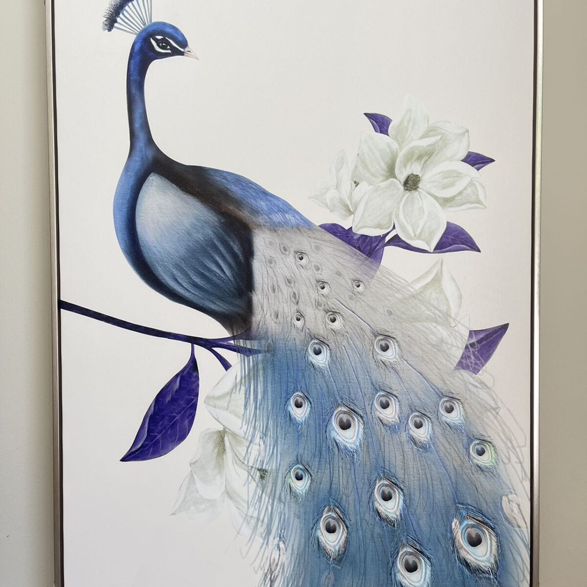 peacock painting 1 Canvas Print in Floating Framed 90 x 60cm--Peacock