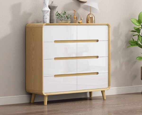 wooden white round corner 8 drawer