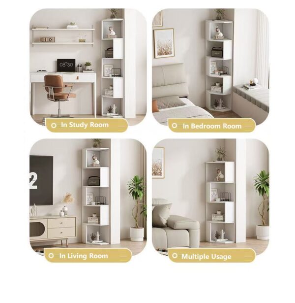 150cm White Corner Bookcase