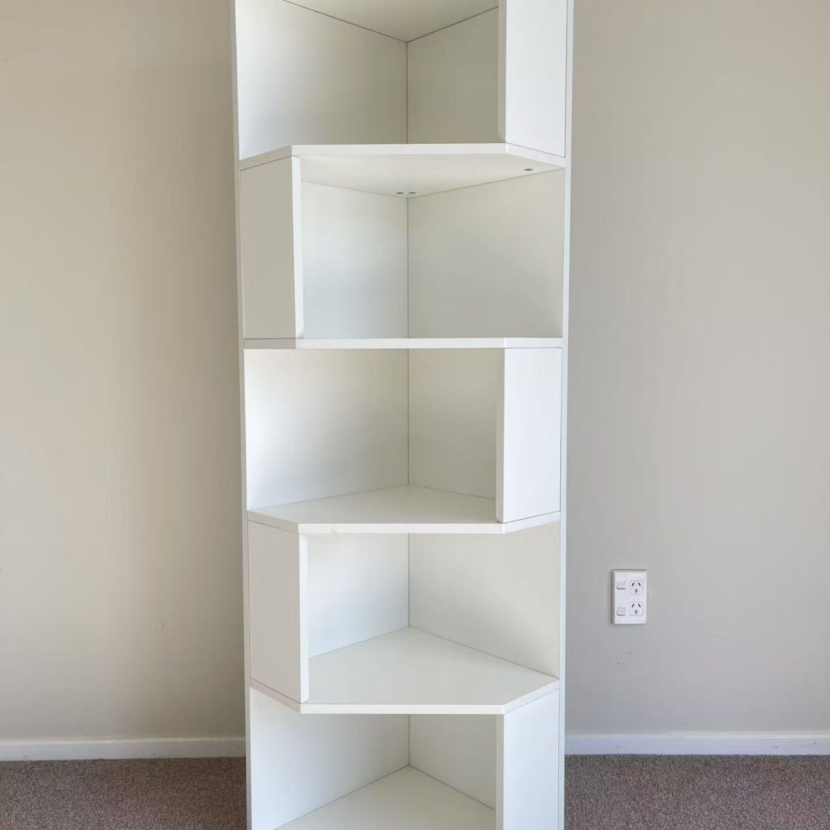 150cm White Corner Bookcase