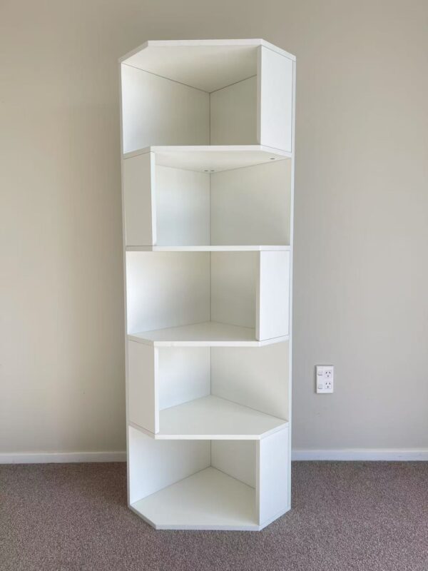 150cm White Corner Bookcase