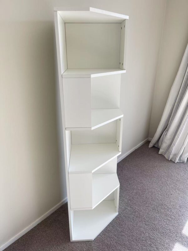 150cm White Corner Bookcase