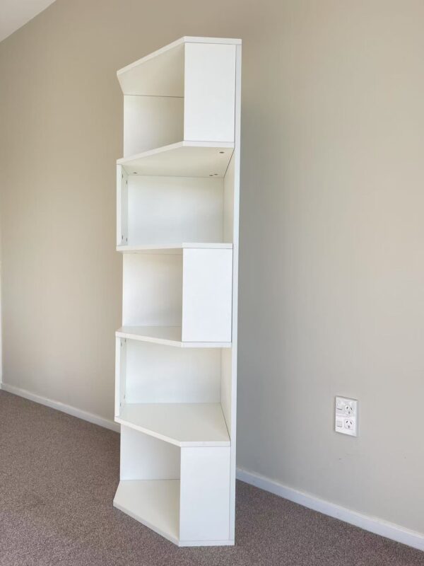 150cm White Corner Bookcase